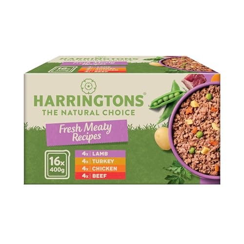 Image of Harringtons complete wet tray grain free hypoallergenic adult dog food meaty bumper pack 16x400g - Chicken, lamb, beef & turkey - Made with all natural ingredients (package may vary)