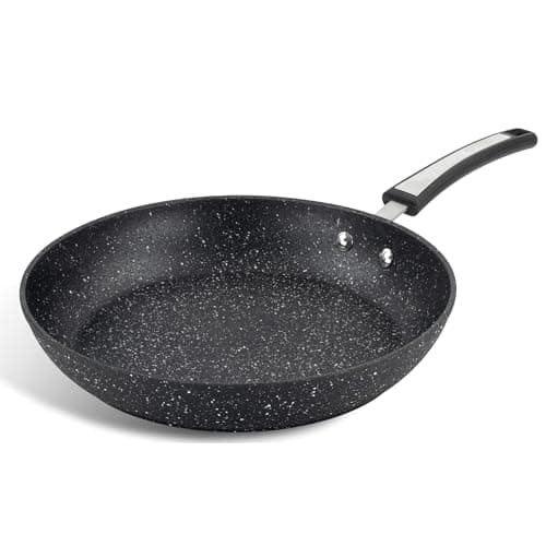 Image of Scoville Xtra 30cm Frying Pan, Large Non Stick Frying Pan, NEVERSTICK Coated, Ergonomic Handle, Suitable for All Hobs, Dishwasher Safe, PFOA Free, Aluminium, Black [Amazon Exclusive]