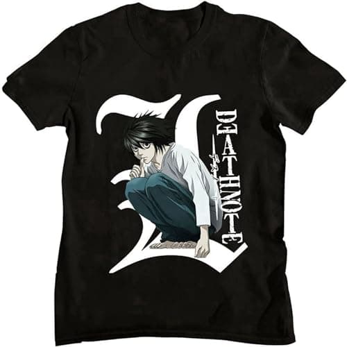Image of Keyru Death Note L Shirt 2022 Graphic T-Shirt Black L