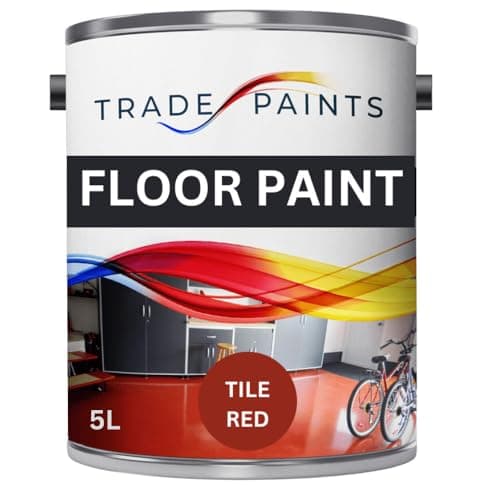 Image of Trade Paints Heavy Duty Quick Dry Floor Paint - Garage, Workshop, Warehouse, Industrial Floor Paint - Ideal For Concrete, Stone, Brick, Wood & Metal (Tile Red, 5 l Pack of 1)