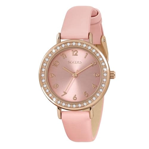 Image of Tikkers Pink Strap Rose Gold Stone Set Watch ATK1092