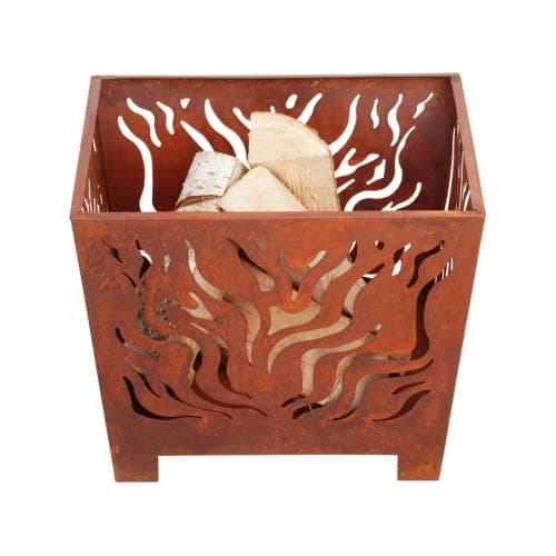 Image of Fallen Fruits Small Square Fire Basket - Rust, FF161, Brown