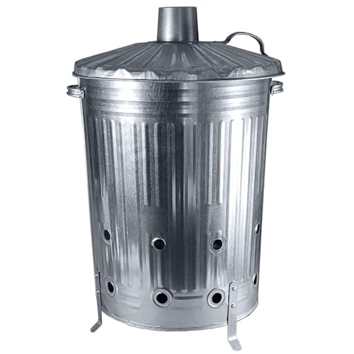 Image of 90L Extra Large Galvanised Metal Incinerator Recycle Garden Rubbish Fire Burning Bin Leaves Wood Burner 90 Litre