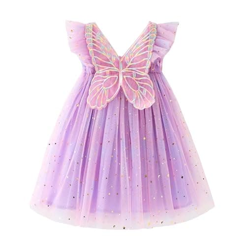 Image of Miipat Baby Girl Dress Tulle Butterfly Girls' Dresses Summer Toddler Sleeveless Princess Tutu Dress for Birthday Party Wedding 80 12-18 Months