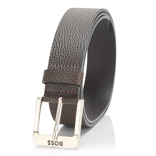 Image of BOSS Men's Jemio Square Buckle Leather Belt, Brown Cedar, 36