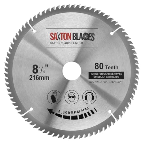 Image of TCT21680T Saxton TCT Circular Wood Saw Blade 216mm x 30mm Bore x 80T for Bosch Makita Dewalt