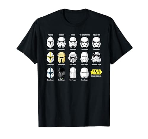 Image of Star Wars Official Evolution of a Stormtrooper T-Shirt for Men, Women, Boys, and Girls; Black Unisex Adults Classic Crew Neck Short Sleeve T-Shirt S