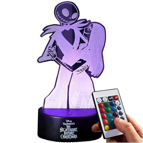 Image of Get Trend Disney The Nightmare Before Christmas LED Night Light, Bedside Table Desk Lamp, USB & Battery-Powered Lamp 16 Colours 4 Modes, Bedroom Decor (Multi NMBC Jack Sally)