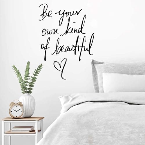 Image of Be Your Own Kind of Beautiful Quotes Wall Sticker Vinyl Wall Decals, Inspirational Wall Art Home Decor Wallpaper, Wall Stickers for Bedrooms Living Room Office Bathroom Girl Home Decoration (Black)