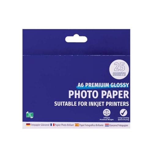 Image of Zopper Photo Paper Gloss A6 (6X4) Size 25 Sheets Quality 210 GSM Premium Weight Glossy Paper Ideal for Printing Album Photographs and Images for Framing for Inkjet Printers