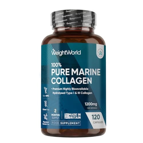 Image of Pure Marine Collagen Supplements for Women & Men - 120 Capsules - 1200mg Per Serving - 2 Months Supply- Highly Bioavailable Type 1 & 3 Hydrolysed Fish Collagen Peptides