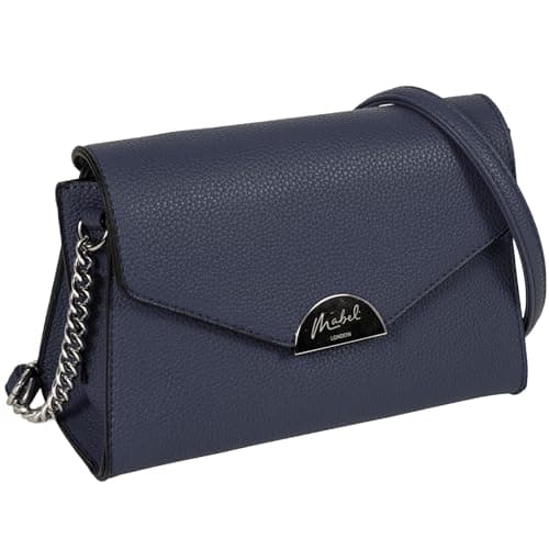 Image of Mabel London Small Multi Pockets Sling Cross-Body Bag - Womens Faux Leather Shoulder Handbag - Cute Stylish & Elegant Design - Jessica (Navy)