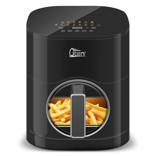 Image of Uten Dual Blaze Air Fryer 5.5L Visual Window, Color Screen, 14 Pre Menus, Delayed Start, Stainless Oil Net, 2 Fast Heaters Independently Controllable, No Flip Food, Oil Free, Enery Save, Fast Cooking