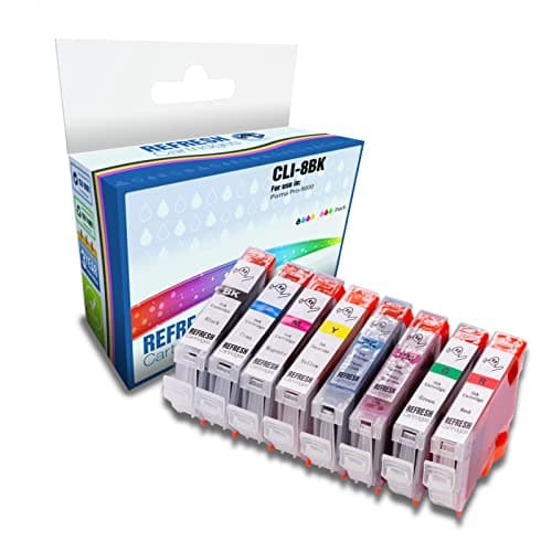 Image of Refresh Cartridges Full Set of 8 Compatible Ink Cartridge Replacements for Canon Pixma Pro 9000 Mark II/Pro 9000 / CLI-8 (Multi-Colour)