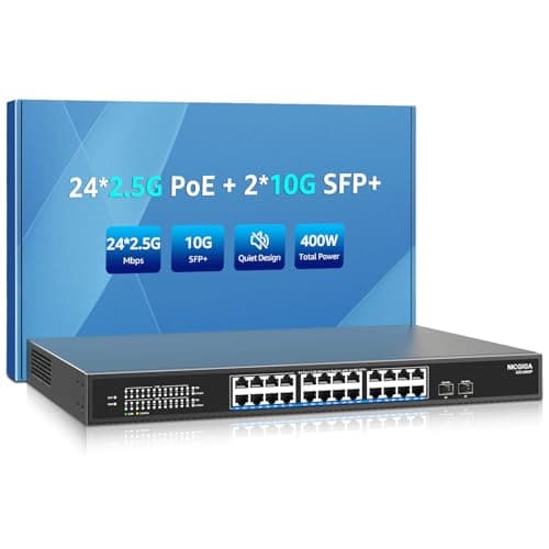 Image of 24 Port 2.5G PoE Switch Unmanaged with 24 Port 2.5Gb Base-T PoE+@400W + 2 x 10G SFP+ Uplink, NICGIGA 26 Port 2.5Gbe IEEE802.3af/at Power Over Ethernet Switch, Support WiFi6 AP, NAS, 4K PoE Camera NVR.