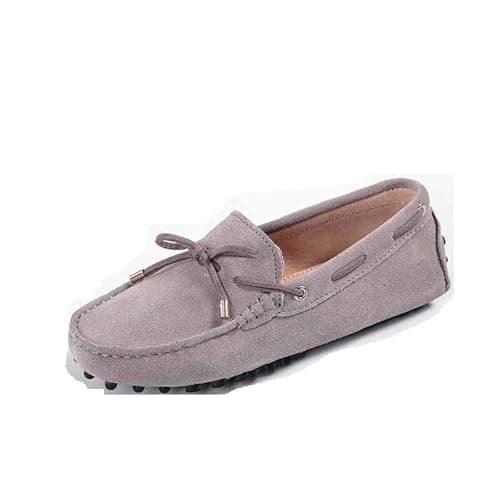 Image of Muyin Women’s Suede Driving Loafers – Slip-On Round Toe Moccasin Flats with Non-Slip Rubber Sole for Daily Commute or Weekend Outings(Light Grey,5 UK)