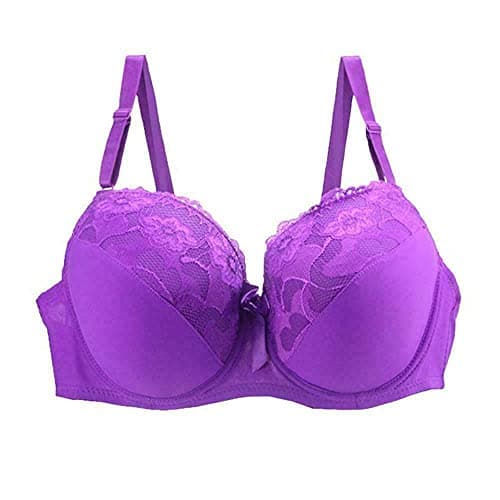 Image of BCHRAYIUP Women's Underwire Padded Sexy Bra Push Up Full Cup Size Elastic Band Bra 38-D Purple