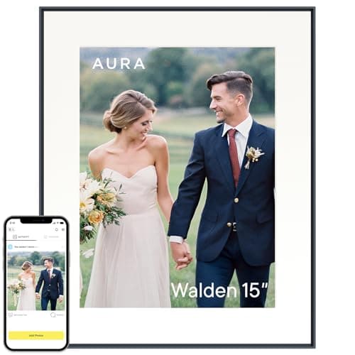 Image of Aura Walden 15" WiFi Digital Picture Frame | Wirecutter's Best Digital Frame for Gifting | Send Photos from Your Phone | Quick, Easy Setup in Aura App | Free Unlimited Storage | Ink with White Mat
