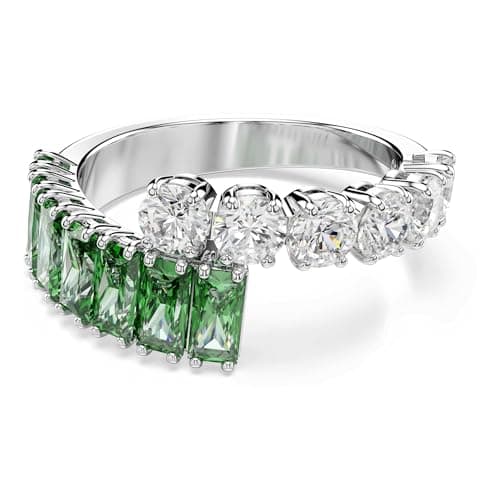 Image of Swarovski Matrix ring Green, Rhodium plated