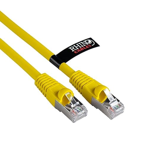 Image of rhinocables CAT 6a Ethernet Cable | 10Gbps S/FT High-Speed & Large Bandwidth Data Transfer | Reliable LAN Network RJ45 Cable | Wi-Fi Broadband Cable for Seamless Gaming & Streaming (10m, Yellow)