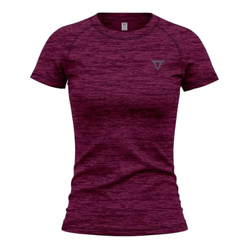 Image of Women's Short Sleeve Quick Dry Fit Active T-Shirts Moisture Wicking Athletic Round Neck Gym Tee Exercise Yoga Ladies Tops (UK, Alpha, M, Regular, Regular, M.Maroon)