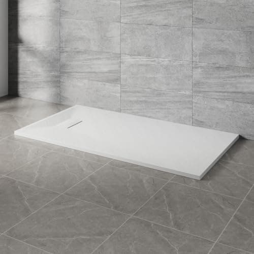 Image of NRG 1500x800mm SMC Rectangle Shower Tray White with Fast Flow Waste for Bathroom Enclosures