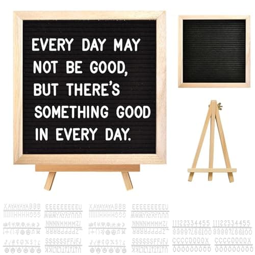 Image of Changeable Felt Letter Board Set, Wooden Message Board 20cm x 20cm with 340 White Letters DIY Frame Sign Memo Peg Letter Boards for Home Party Wedding