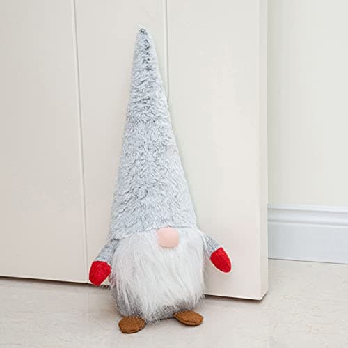 Image of Marwood Cute Door Stopper Decorative Door Stops for Home and Office, Stuffed Fabric Christmas Door Stopper Weighted Interior Doorstop Floor Decorative - Santa Claus with Light Grey Cap 37cm