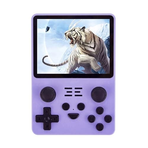 Image of RGB20S Handheld Retro Game Console Pow Kitty Handheld Arcade Game with Built-in 16+64G Card & 15000 Games, 3.5 Inch IPS Screen Game Player (Purple)