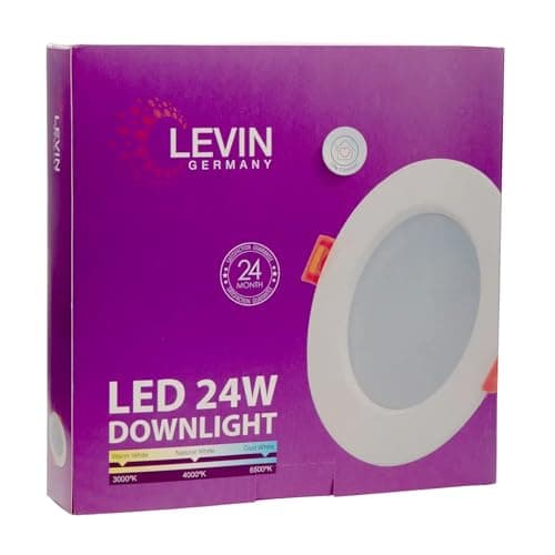 Image of Levin LED Downlight Ceiling 24W Ultra Slim Recessed Ceiling Lights – Pack of 1 | Daylight White 4000K | Non-Dimmable Spot Lights | Round Panel Lights for Bathroom & Kitchen | Energy Class F