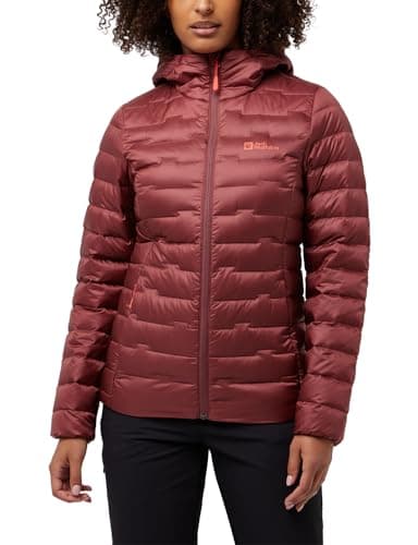 Image of Jack Wolfskin Womens Passamani Down Hooded Jacket - Red Ochre - L