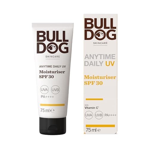 Image of BULLDOG SKINCARE Anytime Daily UV Moisturiser SPF 30 For Men, Safflower Seed Extract, Protects & Hydrates Skin, Suitable For All Skins, 75 ml