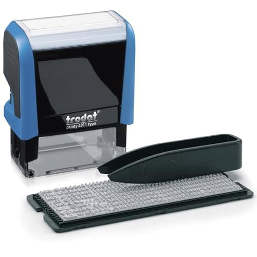 Image of Trodat Printy 4911 DIY Self Inking Stamp, Blue Body - Black Ink, 29x54x69mm