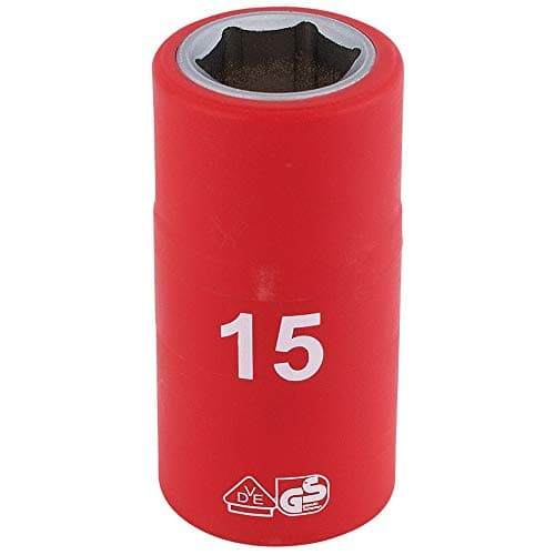 Image of Draper 31835 1/2-Inch Square Drive Fully Insulated VDE Socket, 15 mm Size