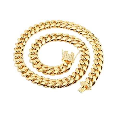 Image of Ayoiow Mens Necklaces Chains, Men Necklace Stainless Steel Curb Chain Gold Necklaces