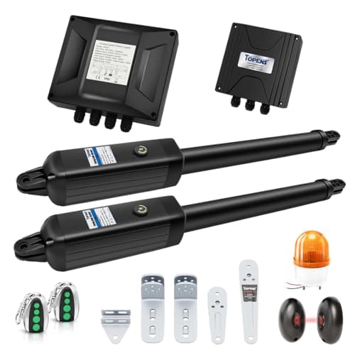 Image of TOPENS A8132 Dual Swing Gate Opener Heavy Duty Automatic Gate Motor for Double Swing Gates Up to 5.5m per Arm, Electric Driveway Gate Operator AC Powered with Remote Control, Beacon and Photo Sensor
