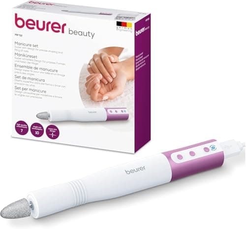 Image of Beurer MP52 Nail Drill, Electric Manicure Device, Up to 15,000 RPM, 7 Sapphire & Felt Attachments, for Hands & Feet