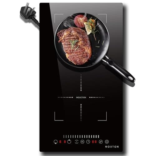 Image of Noxton Plug in Induction Hob 2 Zone, 30cm Electric Hob Flex Zone for Barbecue Pan, 2800W Induction Hobs with Slider Touch Control 220-240V