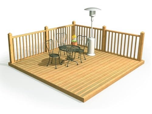 Image of eDecks Discount Decking Kit - Pressure Treated Timber - 2.4m x 3m - With Colonial Handrails - Garden Timber Decking Kit for Patios, Outdoor Seating & Landscaping
