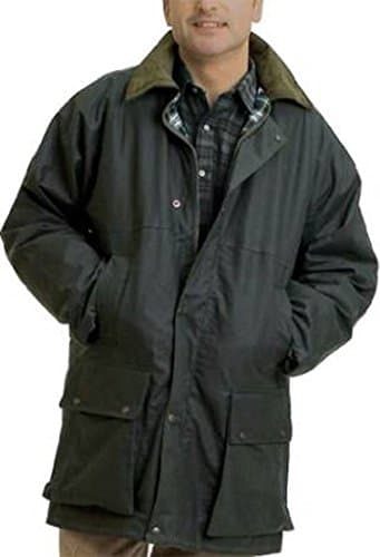 Image of British Quilted Wax Rain Jacket (M, Olive)