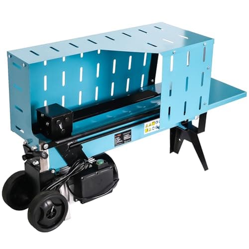 Image of KATSU Tools 6 Ton Horizontal Electric Log Splitter 2000 Watt Motor with Hydraulic Ram, 520mm Log Length, Steel Safety Guard, Heavy Duty for Wood Firewood Burners Splitting