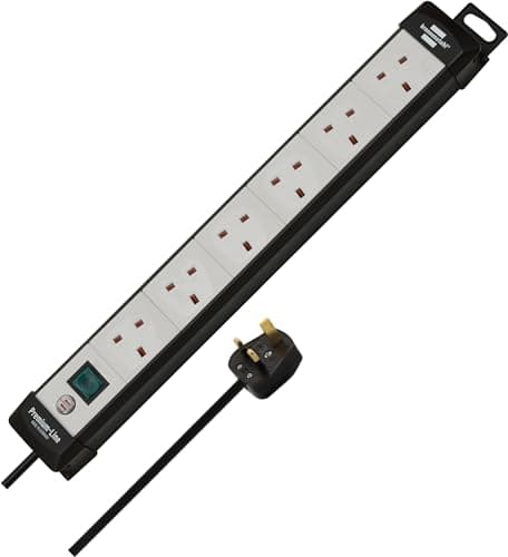 Image of Brennenstuhl Premium-Line extension socket 6-way black/lightgrey 3m 05VV-F 3G1,25 with switch *GB*