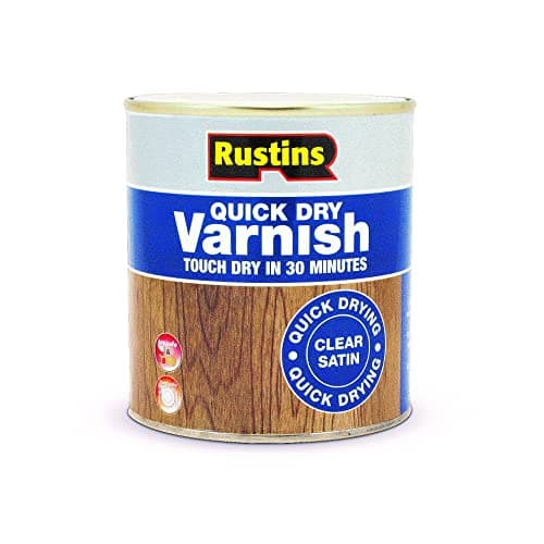Image of Rustins Quick Dry Varnish Clear Satin 500ml -Fast-Drying Water-Based Wood Varnish; Durable Non-Yellowing Finish in Gloss, Satin or Matt for Indoor Use