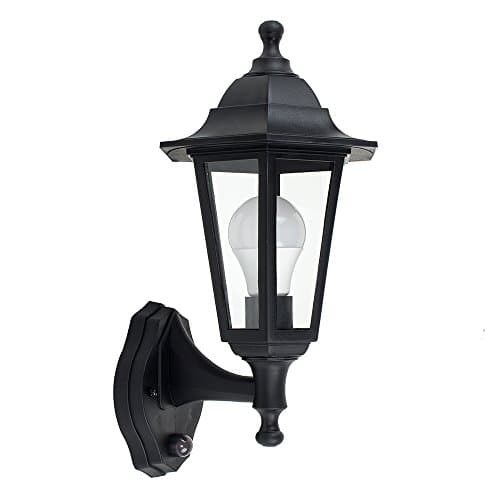 Image of MiniSun | Traditional Style Black Security PIR Motion Sensor Wall Lantern | Outdoor Wall Lights, Home Décor & Improvement Essential | Includes 6W LED Bulb | Mains Wired
