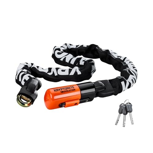 Image of Kryptonite Evolution 1012 Bike Chain Lock, 4 Feet Long 10mm Steel Chain Heavy Duty Anti-Theft Sold Secure Gold Bicycle Chain Lock with Keys for E-Bike, Motorcycle, Scooter, Bicycle, Door, Gate, Fence