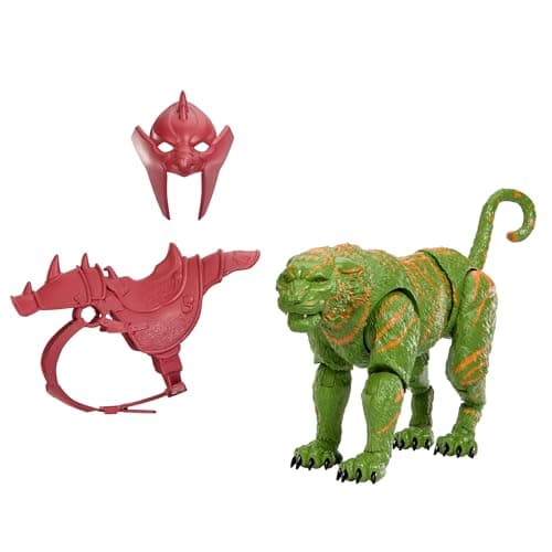 Image of Masters of the Universe Chronicles Action Figure Battle Cat, 6.5 Inch 2026 Movie Accurate, Glass Eyes & Articulated Jaw, Tiger with Saddle & Armor, JKJ32