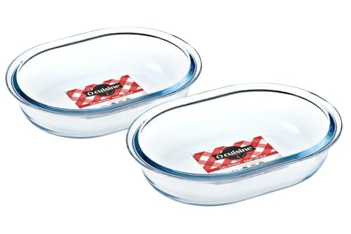 Image of Ocuisine Ôcuisine® Oval Pie Dishes Small Pack of 2 Glass Pie Dishes Extreme Resistance | Oven Safe - Freezer Safe - Microwave Safe | Borosilicate Glass | Made in France, 913S640/WB41