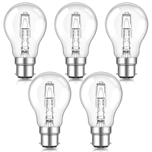 Image of SCNNC 42 Watt GLS Clear Light Bulb B22 BC Bayonet Cap 240V Dimmable, A55 B22d Bayonet Classic Light Bulb 42W Warm White 2700K, B22 Globe Bulb for Ceiling Lamp, Floor Lamp, Pack of 5