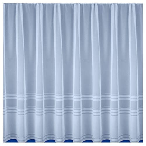 Image of Tyrone Textiles Hudson - White Semi-Plain Horizontal Base Stripe Net Curtain (Drop: 40" (106cm) x Width: 5m (500cm))