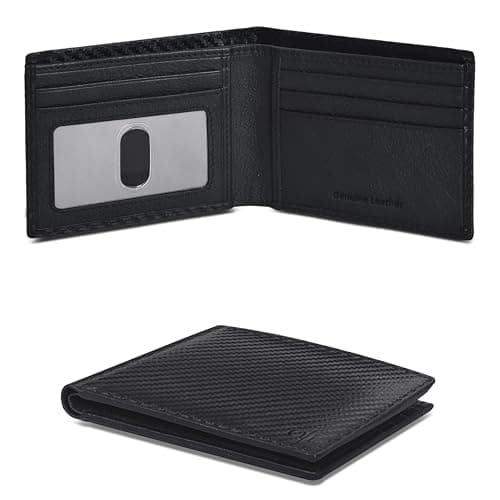 Image of Oak Leathers Real Slim Leather Wallet for Men - RFID Blocking Bifold Thin Wallets Credit Card Front Pocket Minimalist Billfold